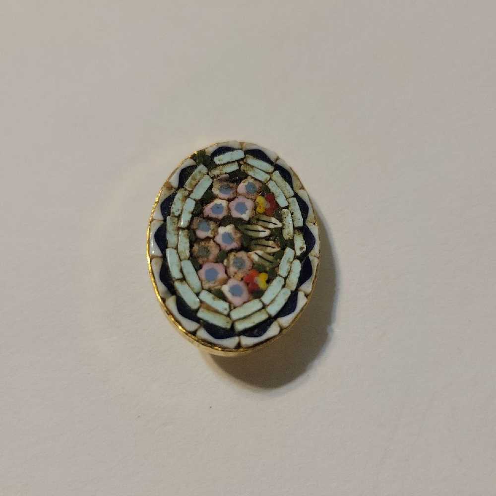 Vintage Mosaic Shell Inlay Brooch - image 1