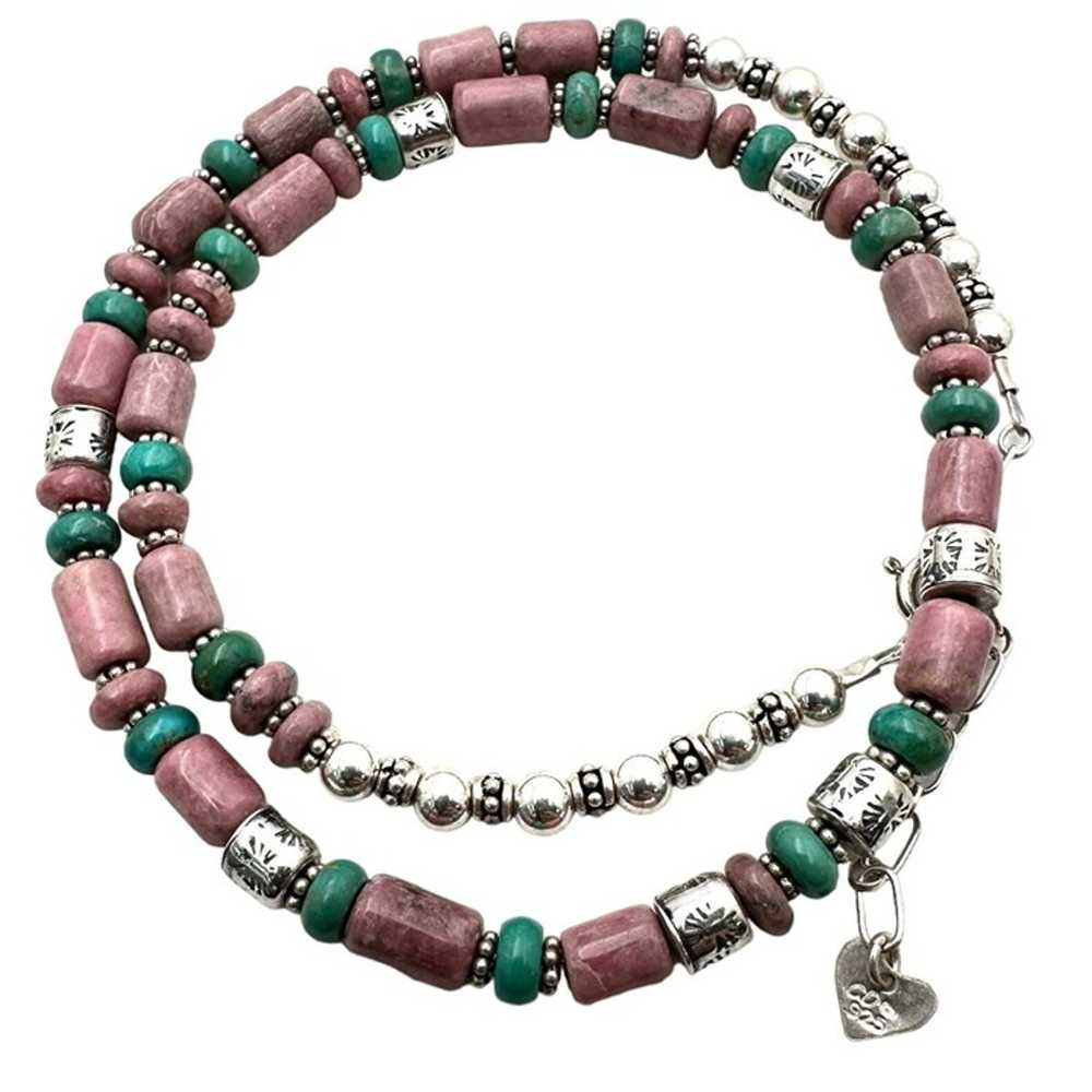 Navajo CD Womens Necklace Sterling Silver Pink Rh… - image 1