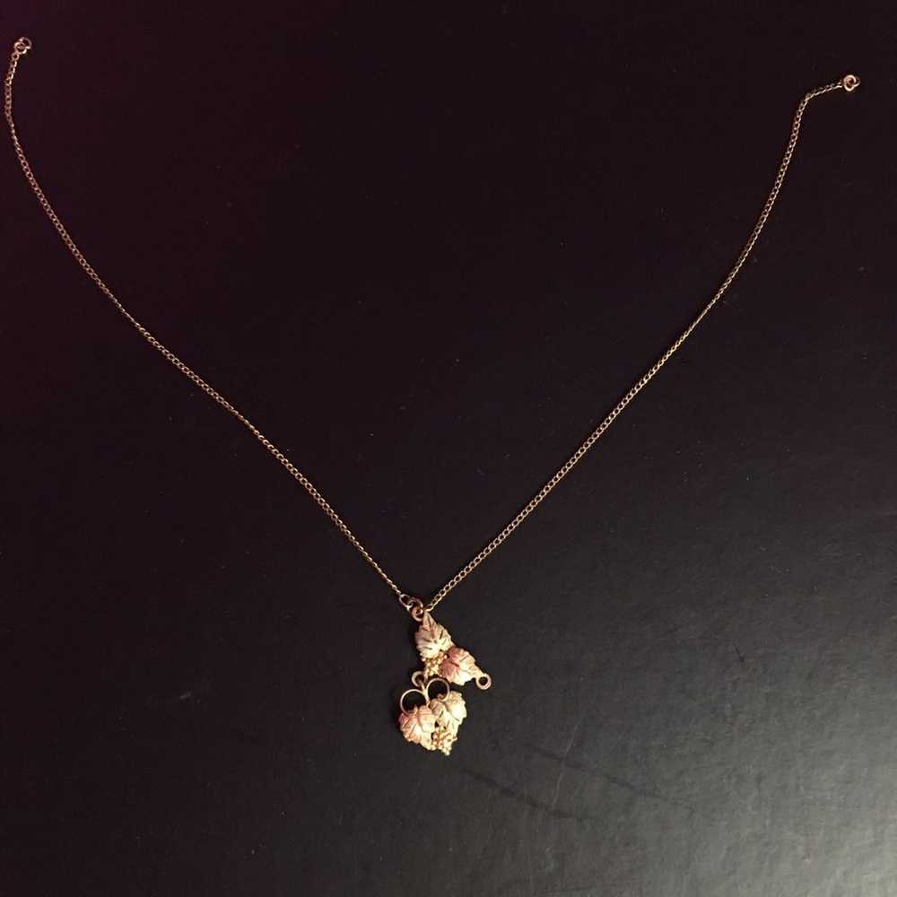 Vintage 12k Gold Leaf Pendant - image 3