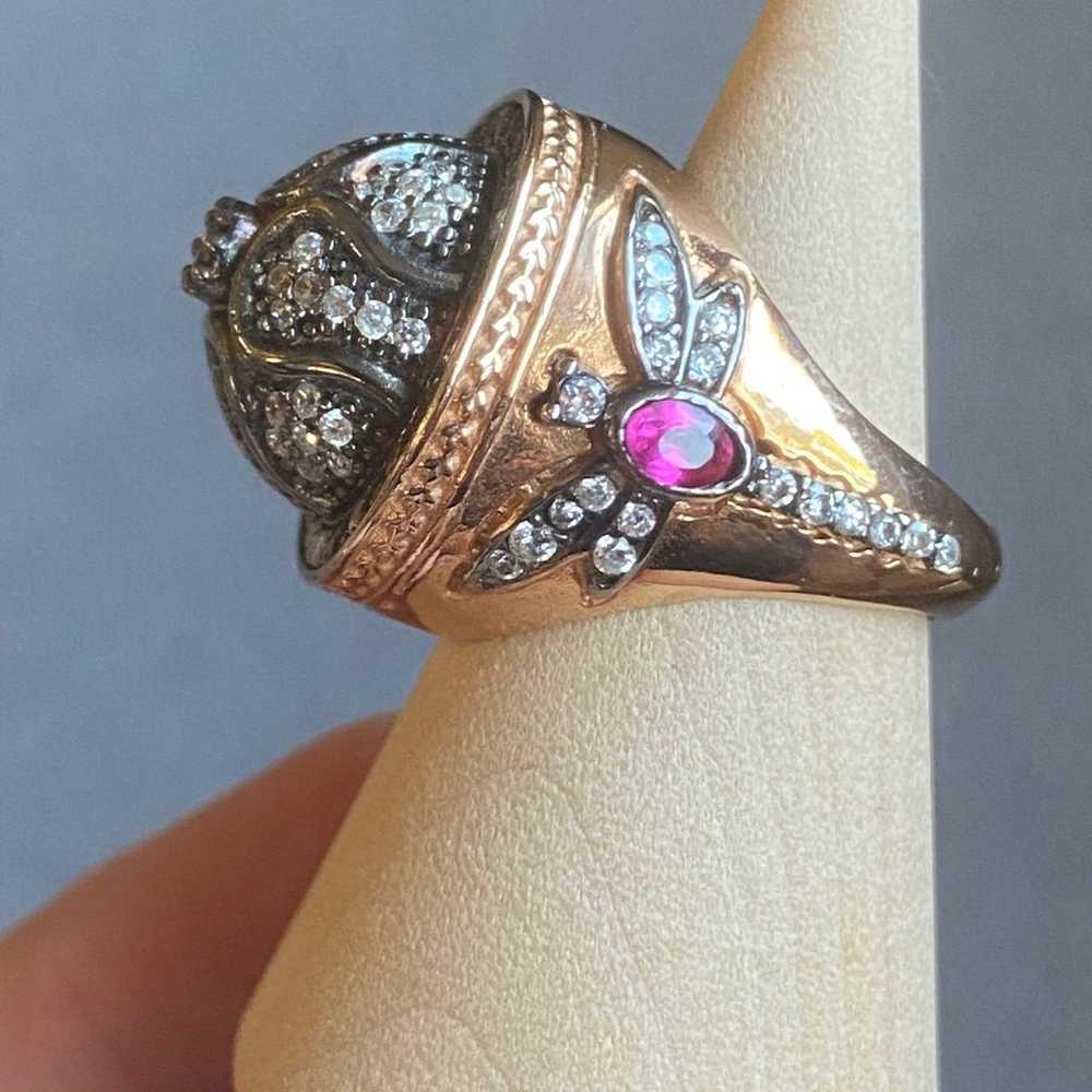 Turkish Dome Ring Sterling Silver Rose Gold Verme… - image 1