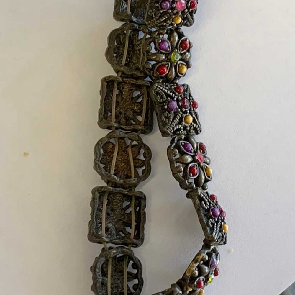 Vtg Stretch Bracelet Color Rhinestones - image 2