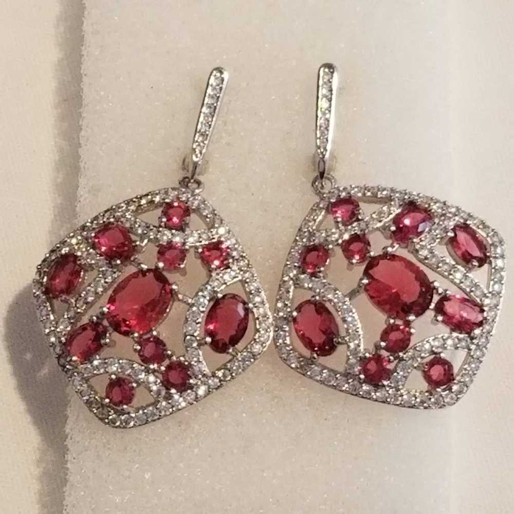 New*Vintge Rhodolite Garnet 925 Earrings - image 1