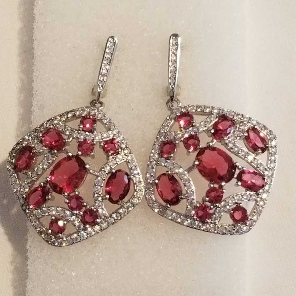 New*Vintge Rhodolite Garnet 925 Earrings - image 3