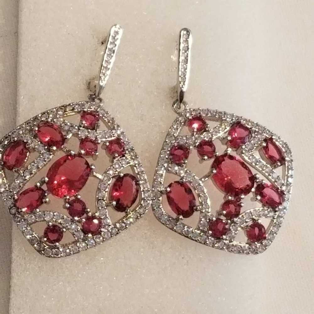 New*Vintge Rhodolite Garnet 925 Earrings - image 4