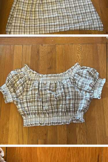 Wray Crop khaki gingham top medium