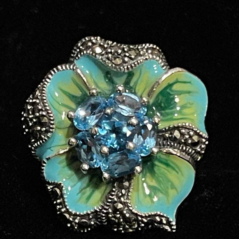 Dallas Prince green enamel. Swiss Blue Topaz and … - image 1