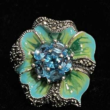 Dallas Prince green enamel. Swiss Blue Topaz and … - image 1