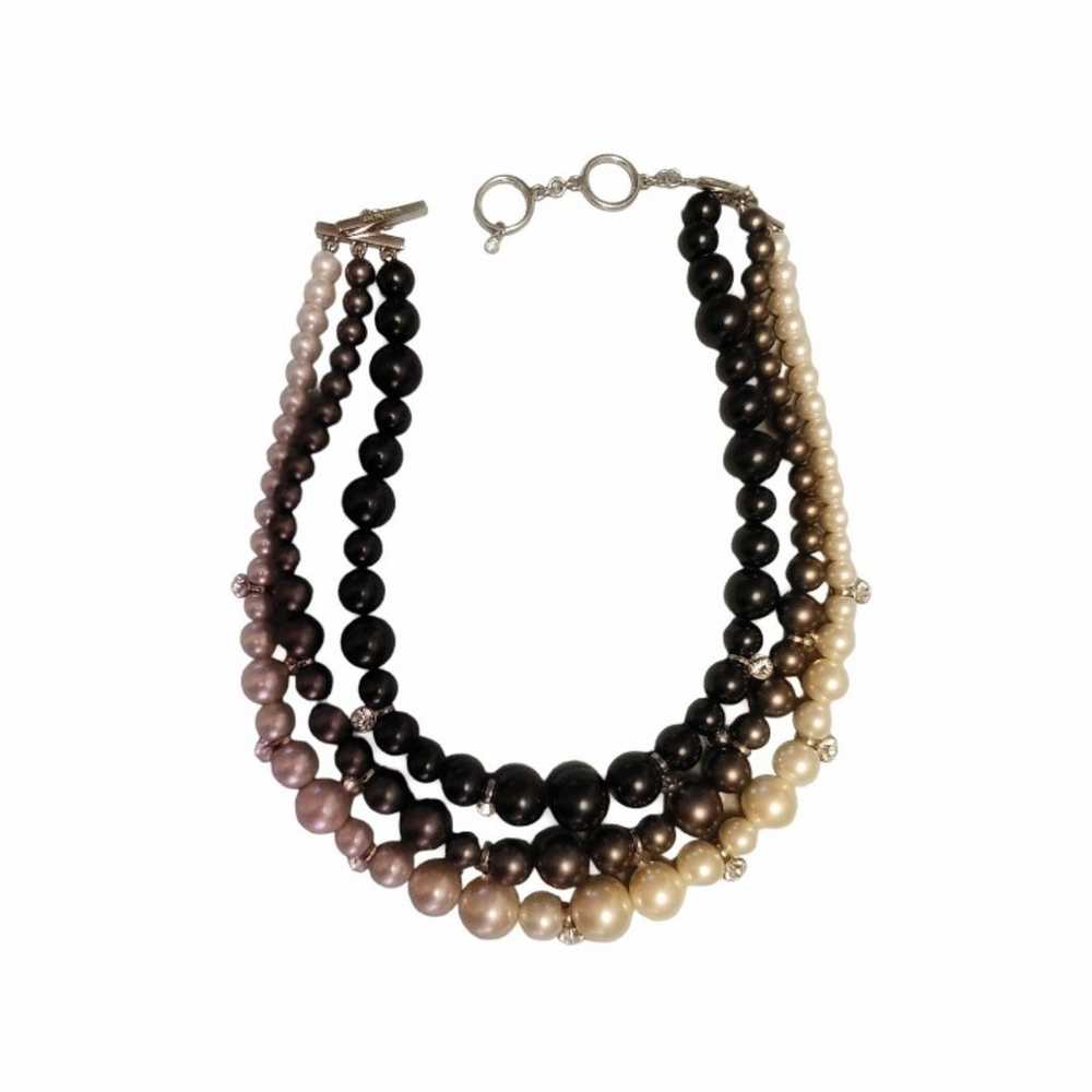 Signed Givenchy Chunky Three-Strand Pearl Necklac… - image 1