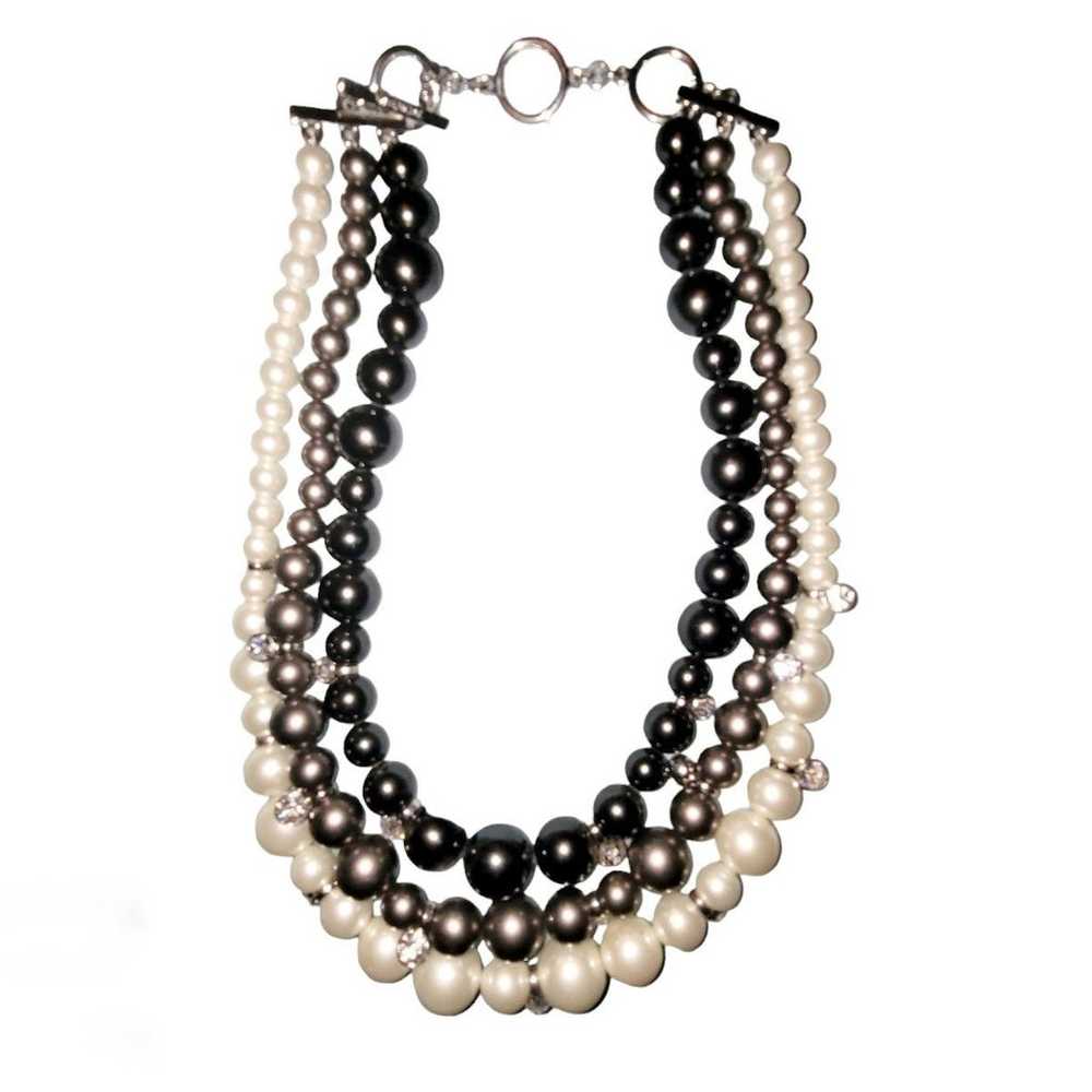 Signed Givenchy Chunky Three-Strand Pearl Necklac… - image 2