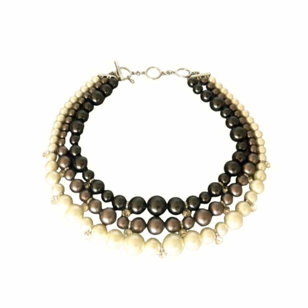 Signed Givenchy Chunky Three-Strand Pearl Necklac… - image 3