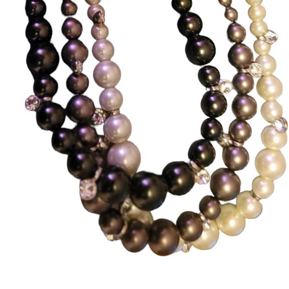 Signed Givenchy Chunky Three-Strand Pearl Necklac… - image 4