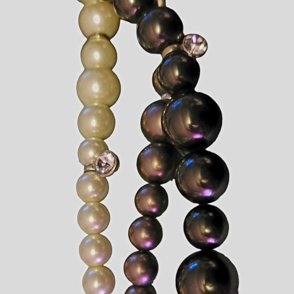 Signed Givenchy Chunky Three-Strand Pearl Necklac… - image 7