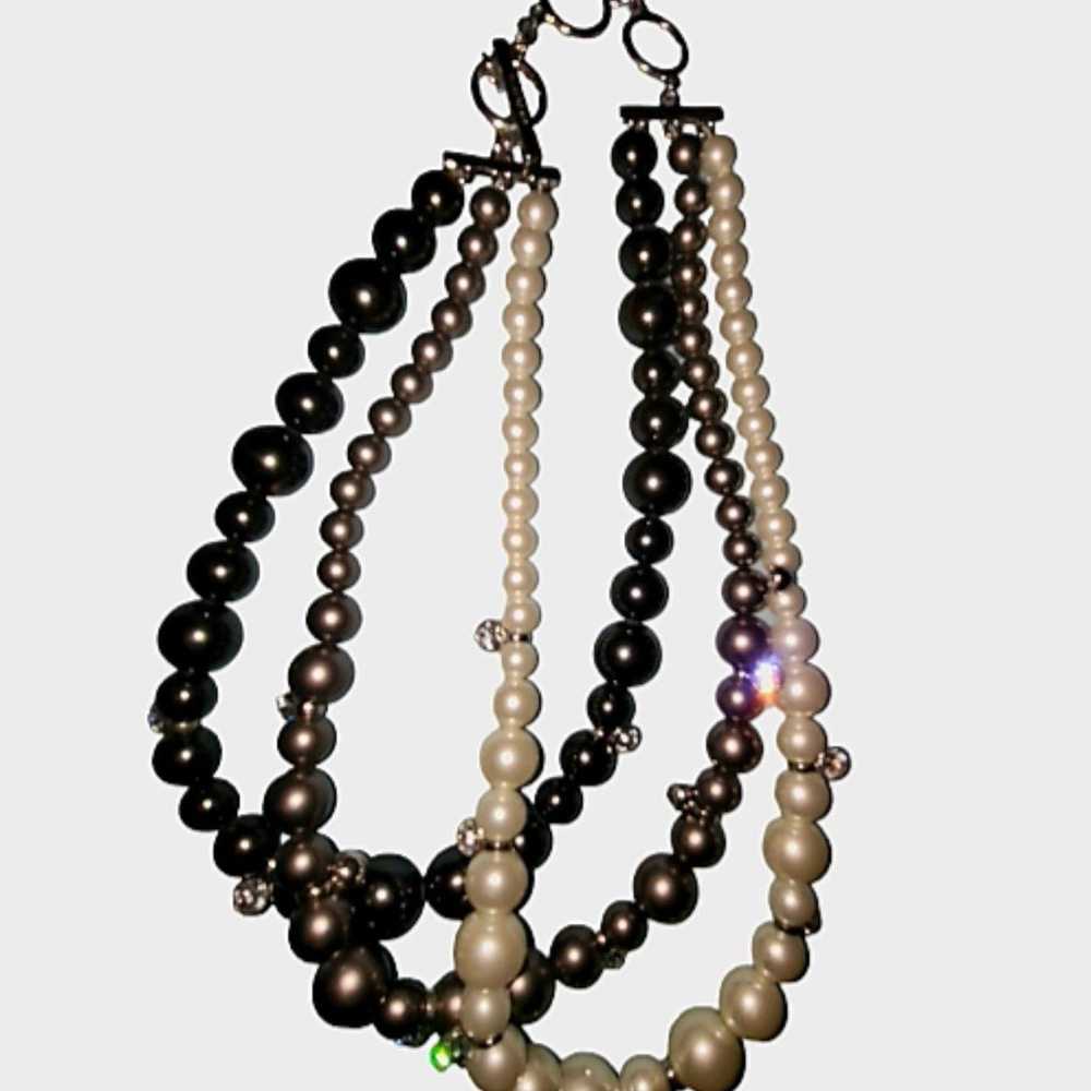 Signed Givenchy Chunky Three-Strand Pearl Necklac… - image 9