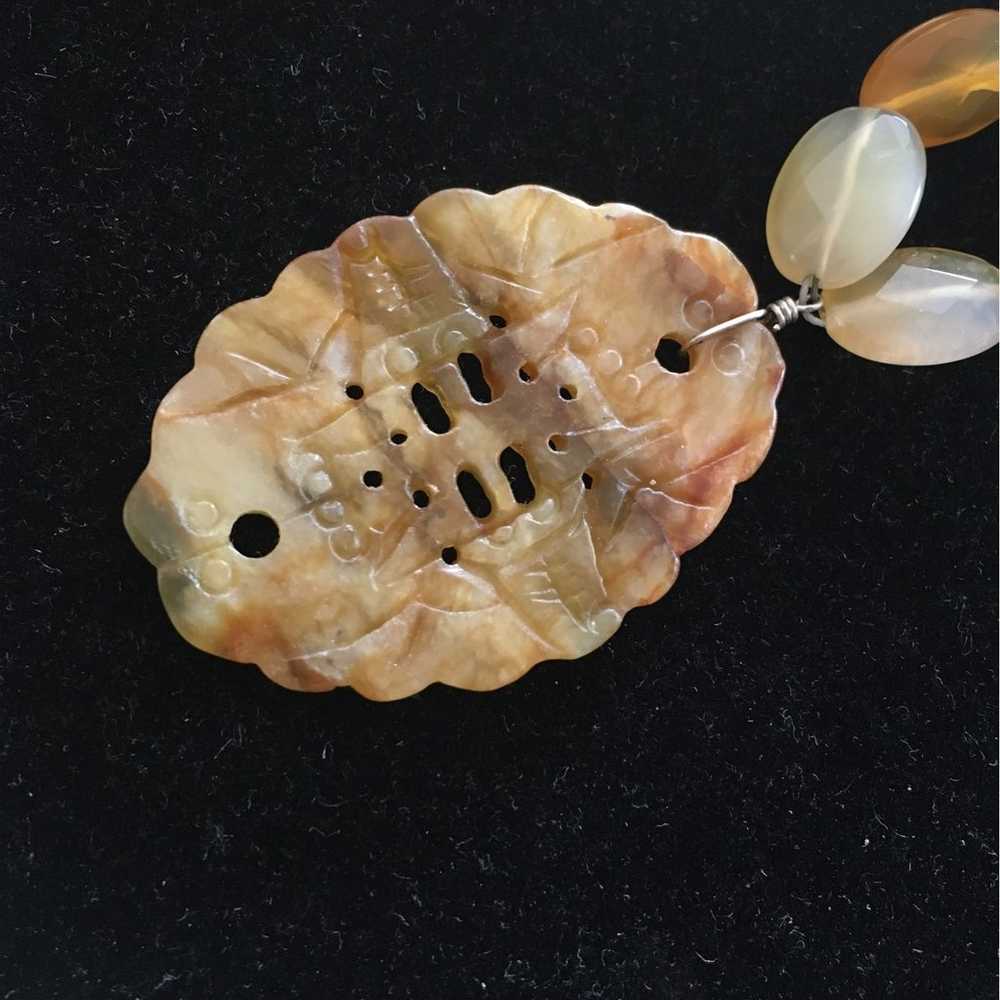 RARE CITRINE QUARTZ CARVED CHINESE PENDANT OVAL F… - image 5