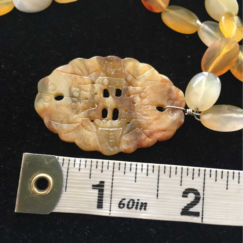 RARE CITRINE QUARTZ CARVED CHINESE PENDANT OVAL F… - image 6