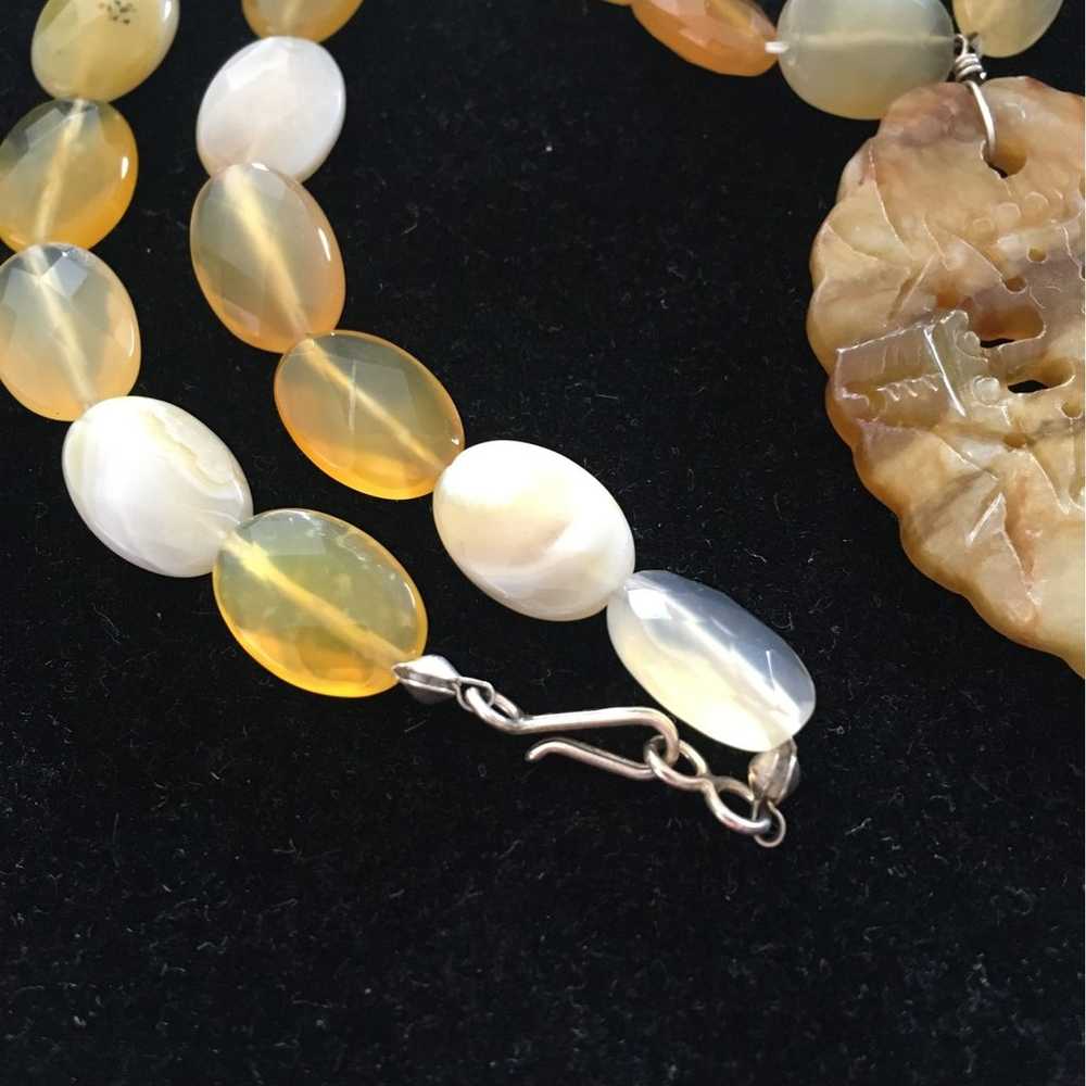 RARE CITRINE QUARTZ CARVED CHINESE PENDANT OVAL F… - image 7