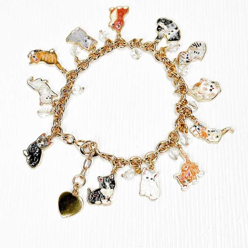 Enamel Cat Charm Bracelet - Bradford Exchange - 1… - image 2