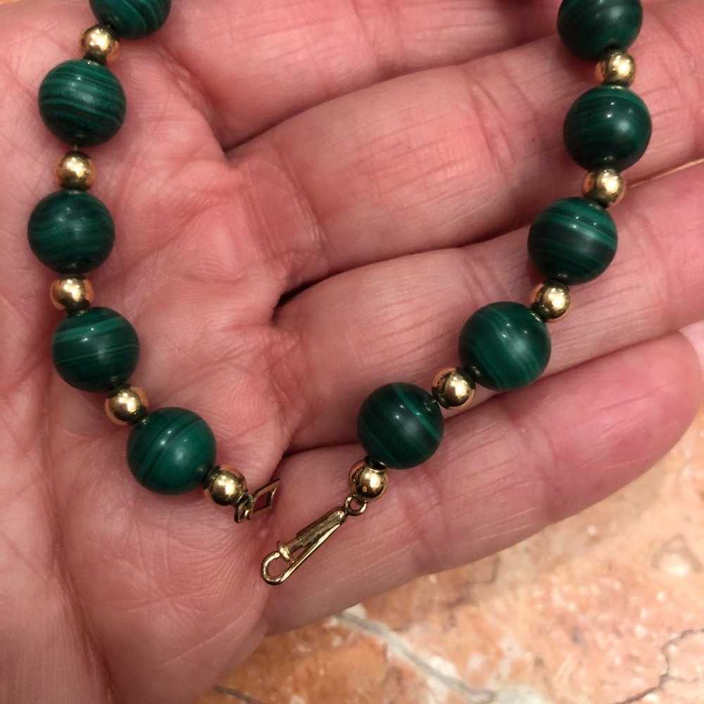 vintage 14 karat gold jade bracelet with - image 4