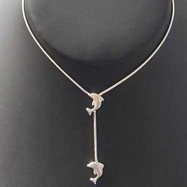 *Vintage Hanging Dolphins 925 Anklet - image 1