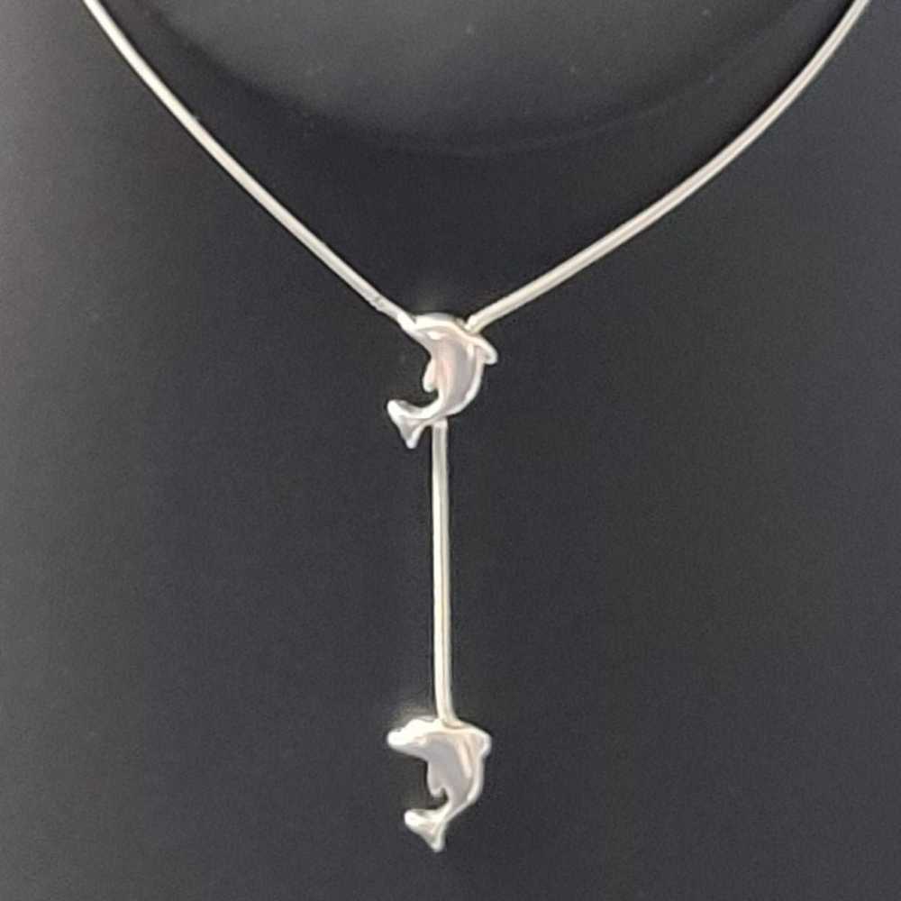 *Vintage Hanging Dolphins 925 Anklet - image 2