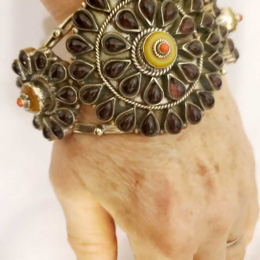 Multi Stone Bullseye Copal Cuff Bracelet - image 1