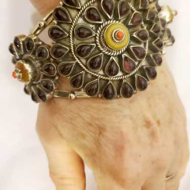 Multi Stone Bullseye Copal Cuff Bracelet - image 1