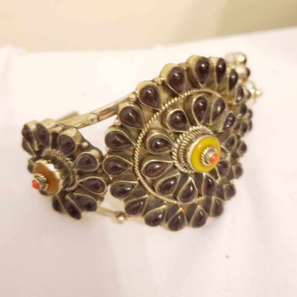 Multi Stone Bullseye Copal Cuff Bracelet - image 4