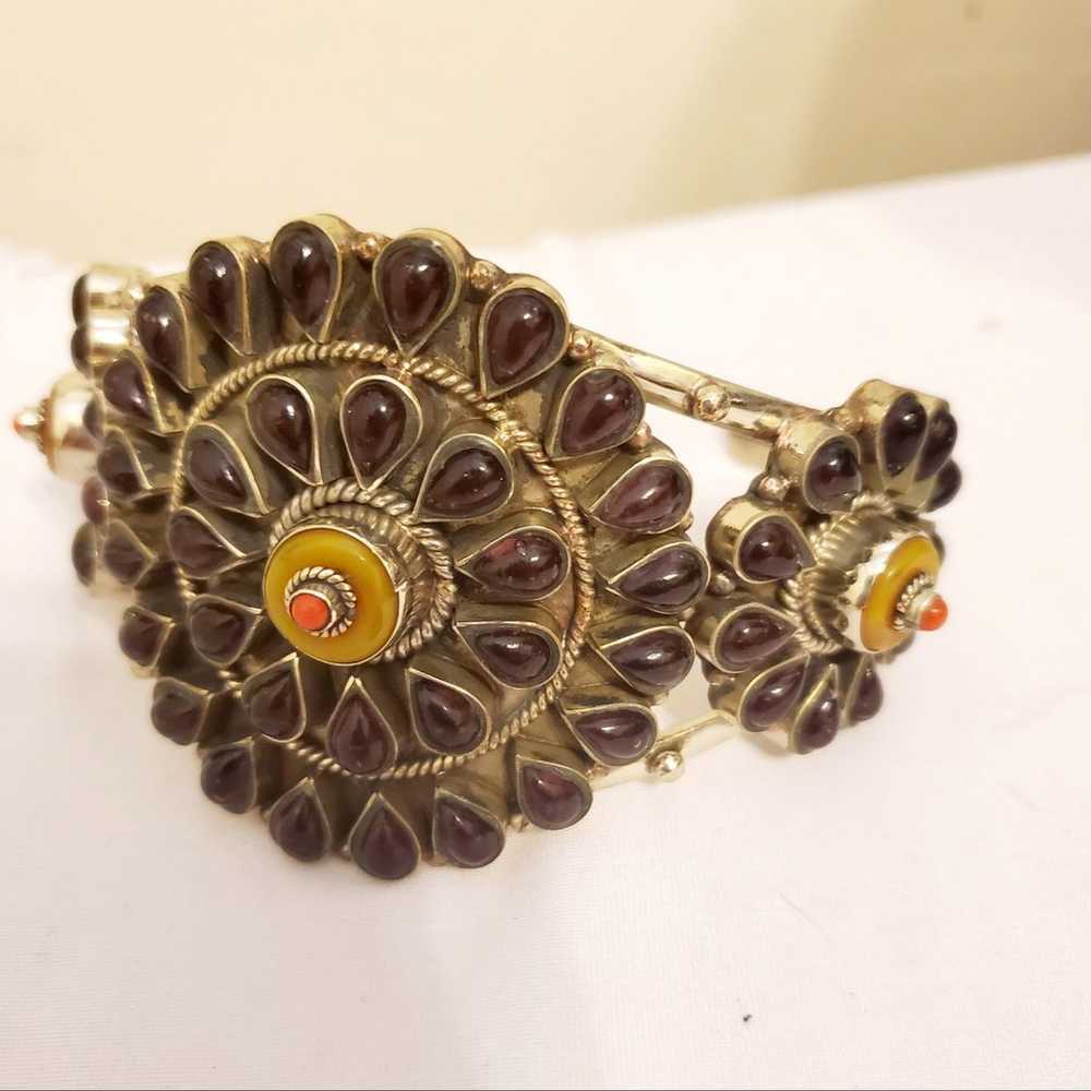 Multi Stone Bullseye Copal Cuff Bracelet - image 5