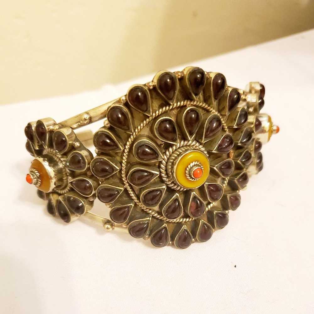 Multi Stone Bullseye Copal Cuff Bracelet - image 7