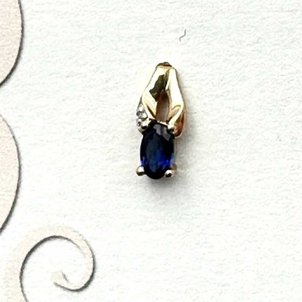 Womens Earrings 10K Yellow Gold Blue Sapphire Dia… - image 3