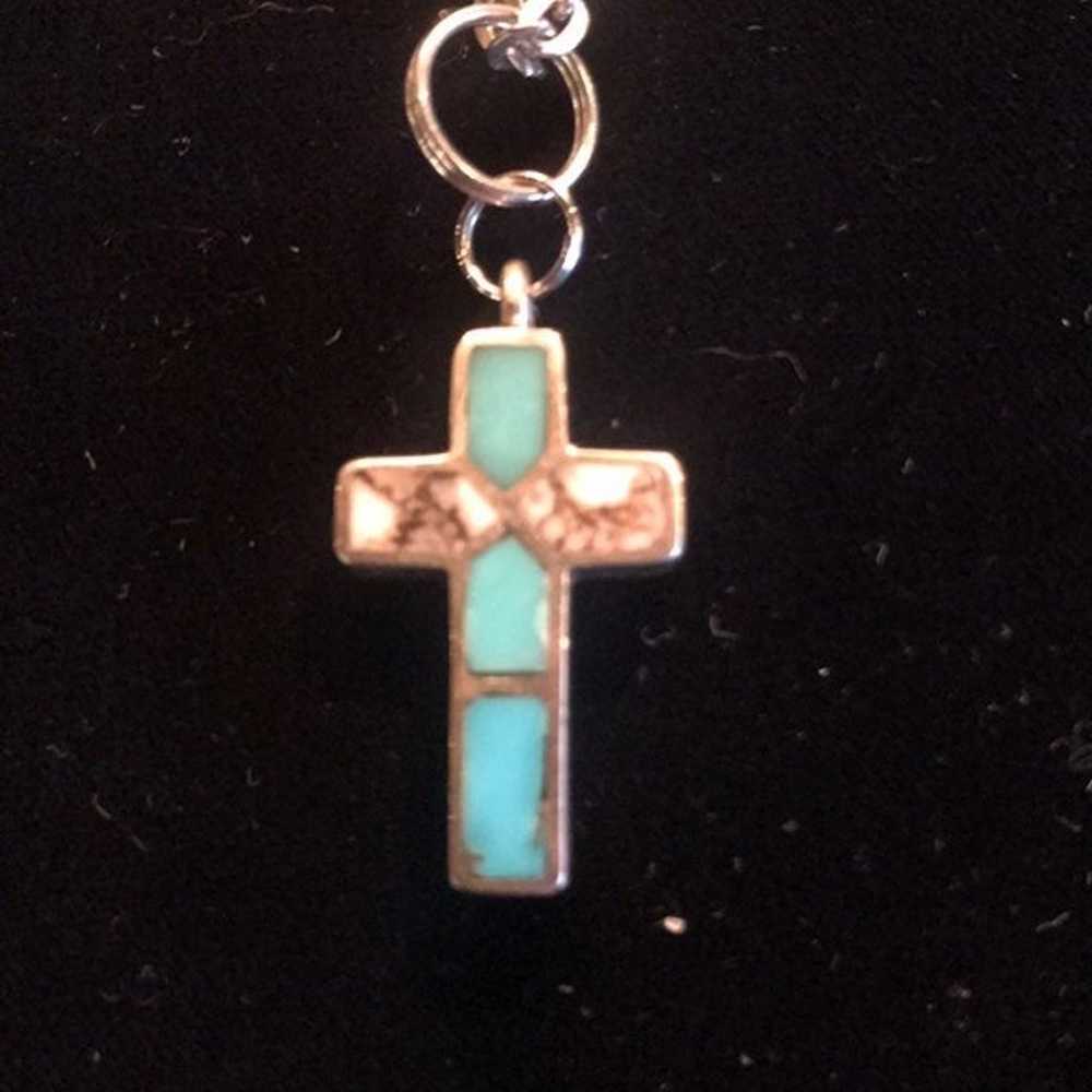 Turquoise silver cross - image 2