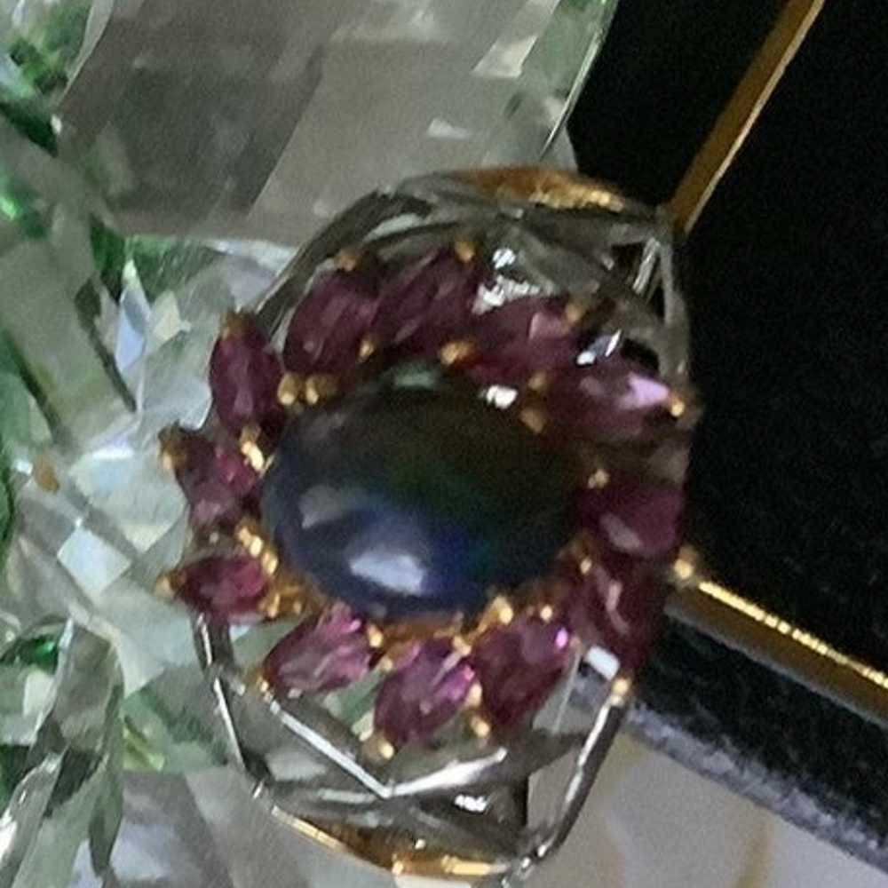 925 Sterling Silver Black Opal & Rhodolite Garnet… - image 3