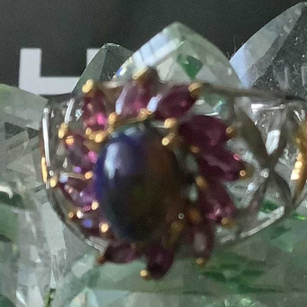 925 Sterling Silver Black Opal & Rhodolite Garnet… - image 5