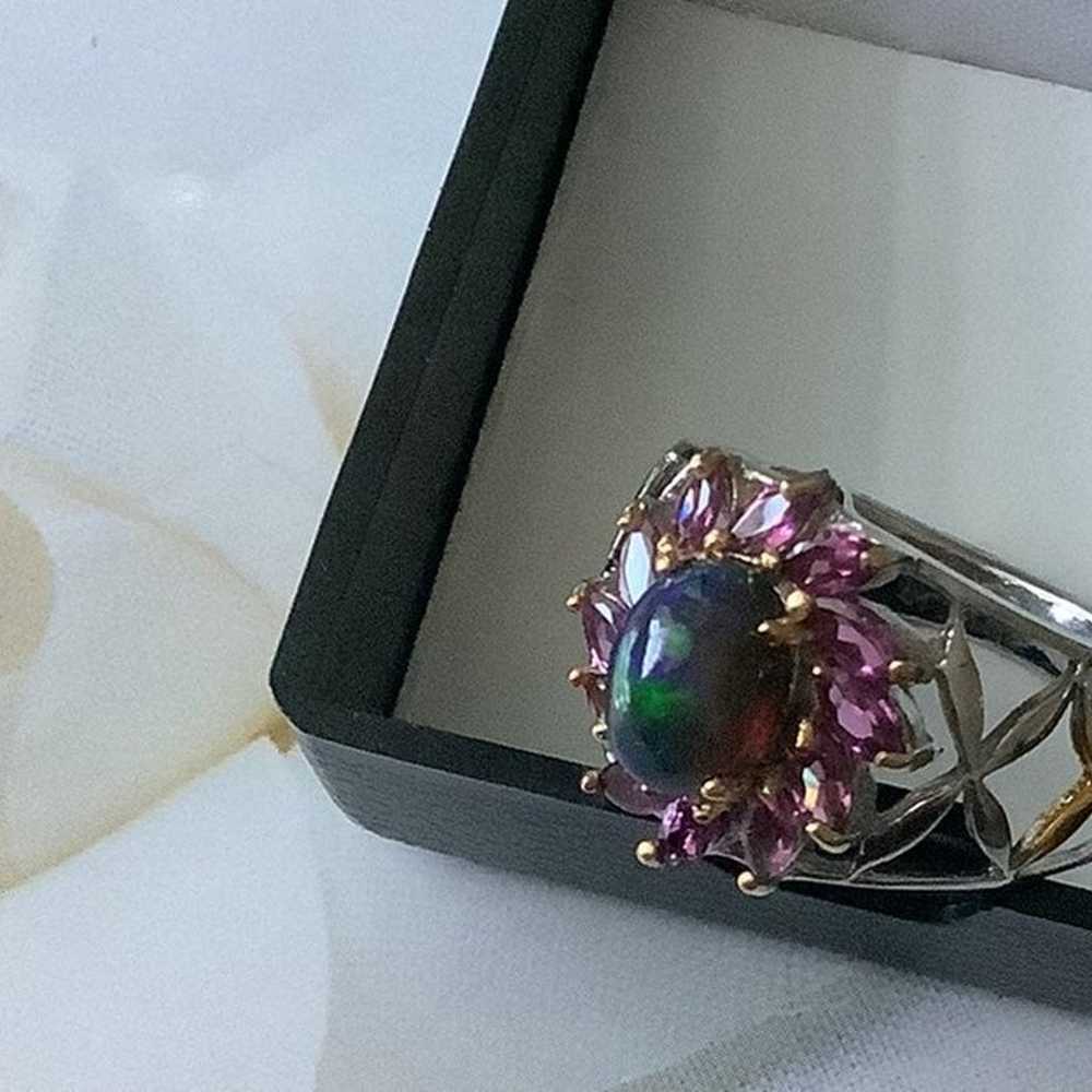 925 Sterling Silver Black Opal & Rhodolite Garnet… - image 6