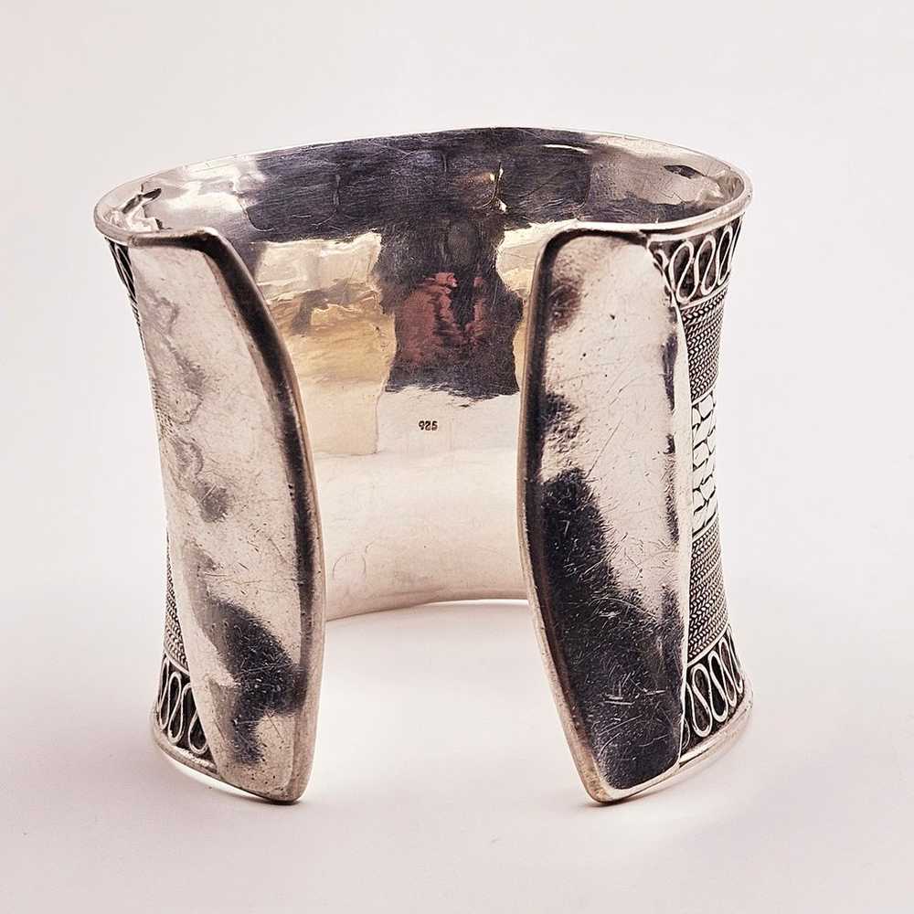 Unique sterling silver Turkish style etched cuff … - image 6