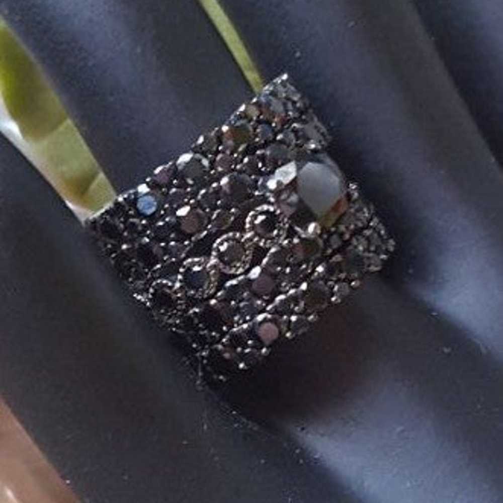 Black Spinel Band Rings - image 1