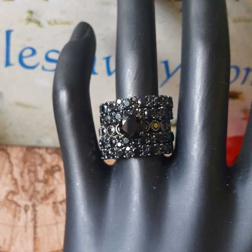 Black Spinel Band Rings - image 2