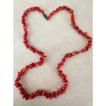 Vintage red orange graduated coral branch beads b… - image 1