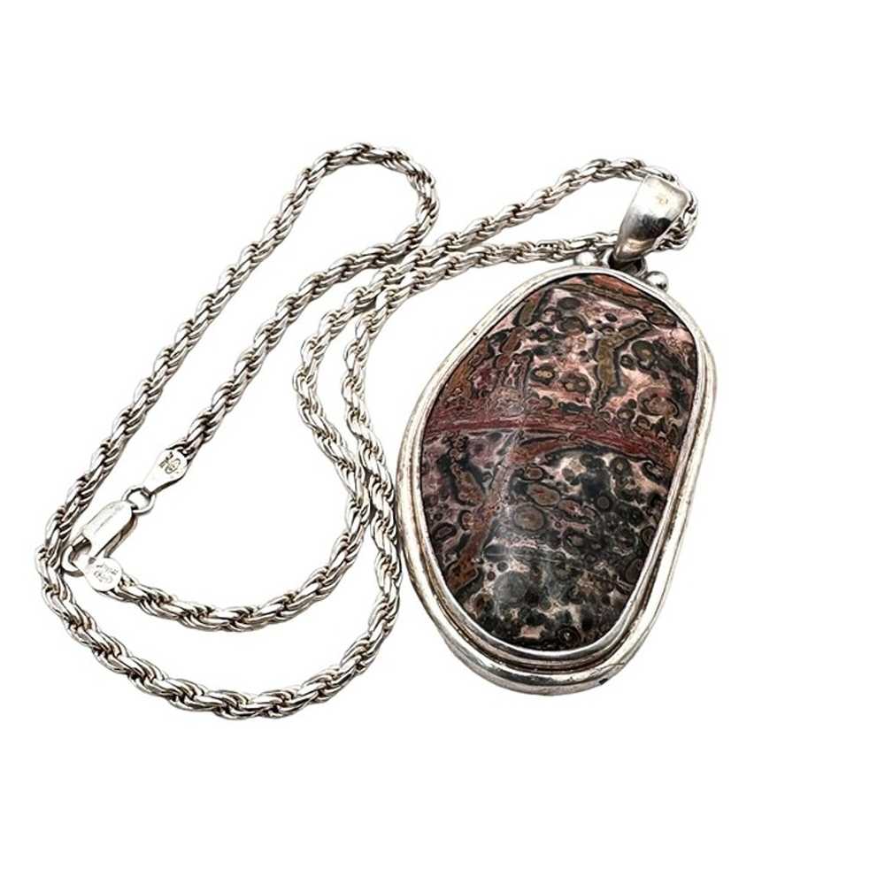 Sterling Silver Womens Necklace Leopard Skin Jasp… - image 3