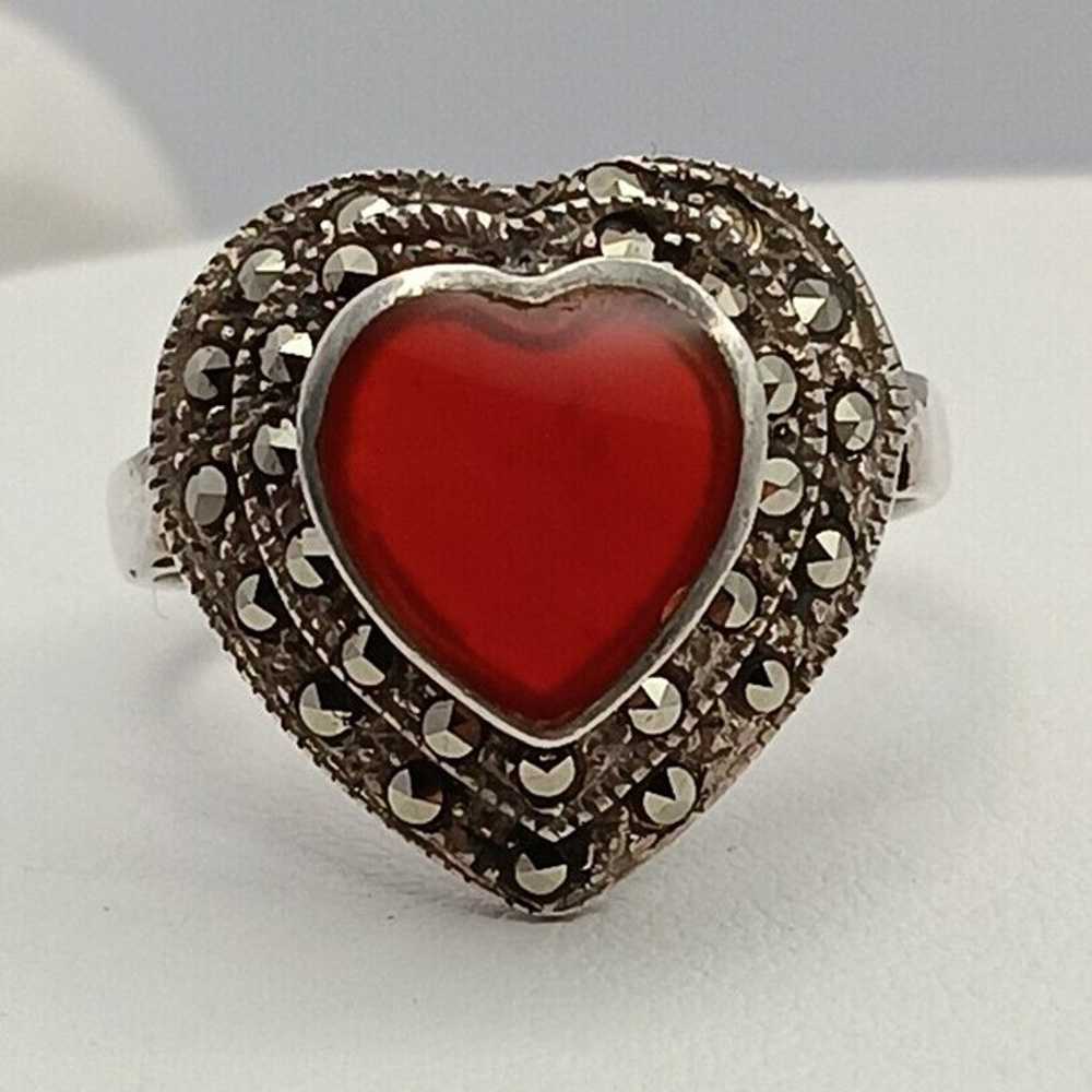 Sterling Silver Natural Carnelian And Marcasite H… - image 11