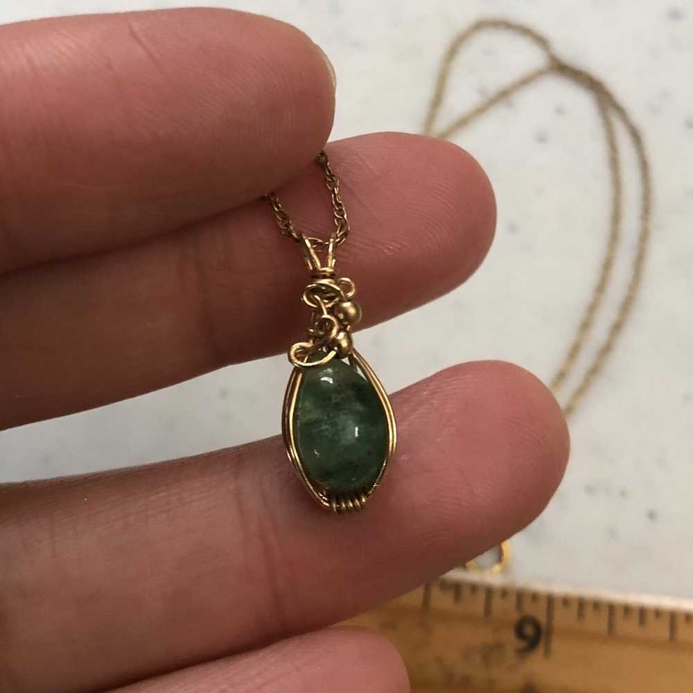 14k gold filled wire wrapped genuine emerald pend… - image 4