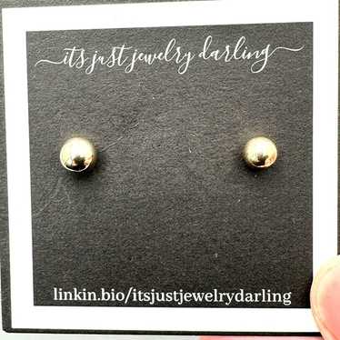 Womens Earrings 14K Yellow Gold Ball Pierced Stud… - image 1