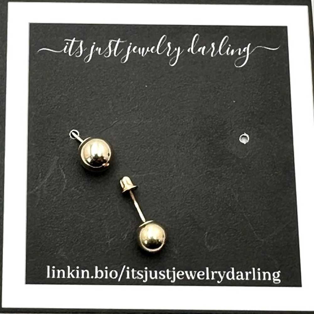 Womens Earrings 14K Yellow Gold Ball Pierced Stud… - image 3