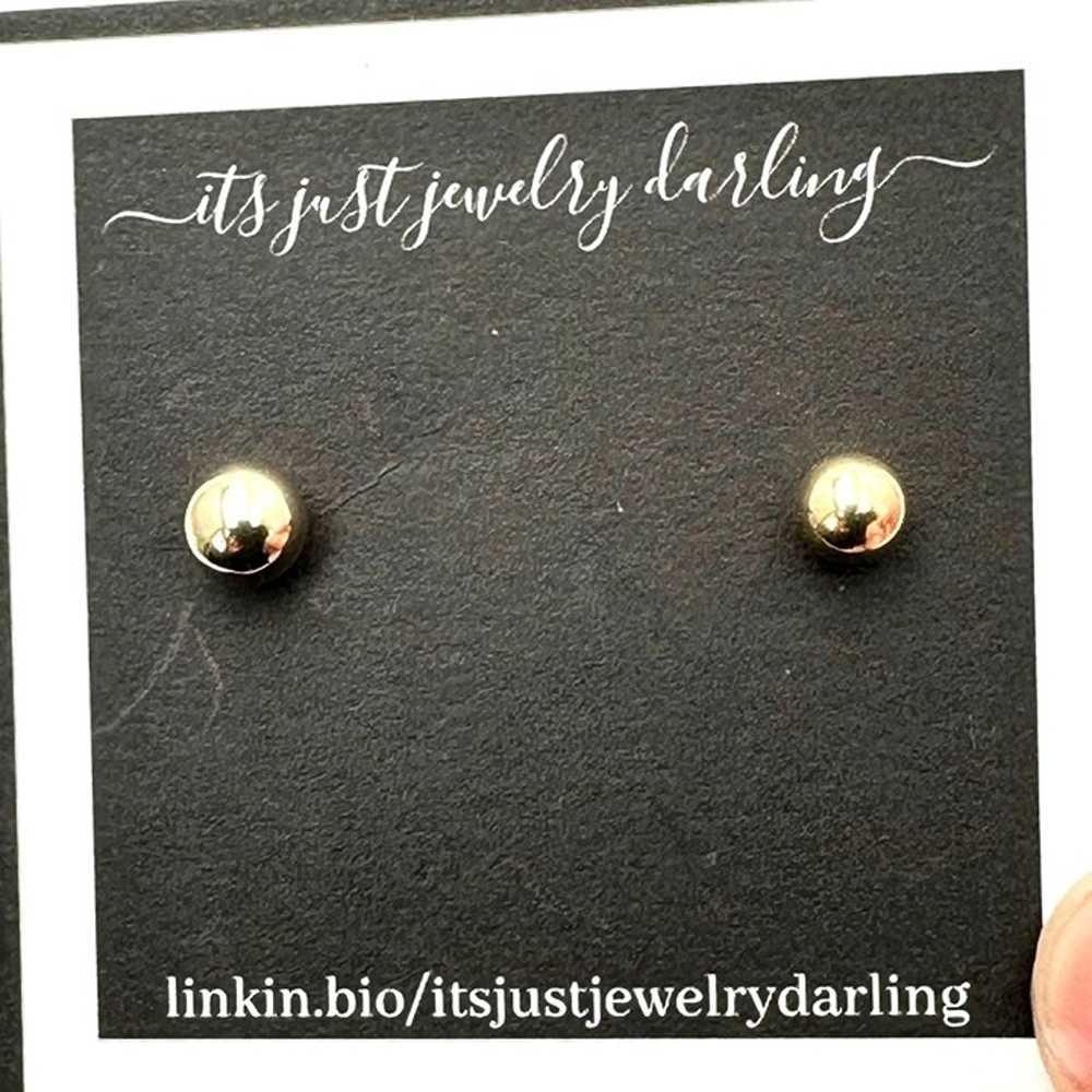 Womens Earrings 14K Yellow Gold Ball Pierced Stud… - image 4