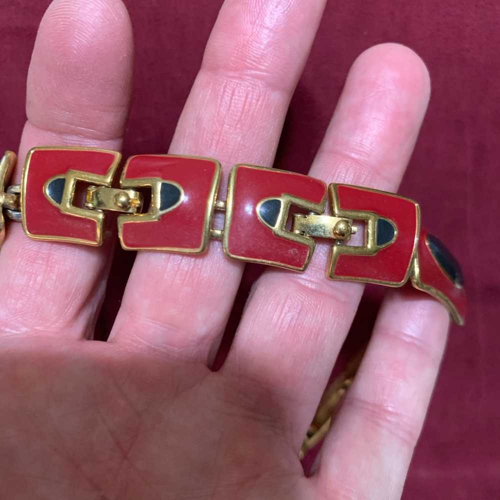 Vintage Monet Enamel Chocker & 3 bracelets EUC - image 2