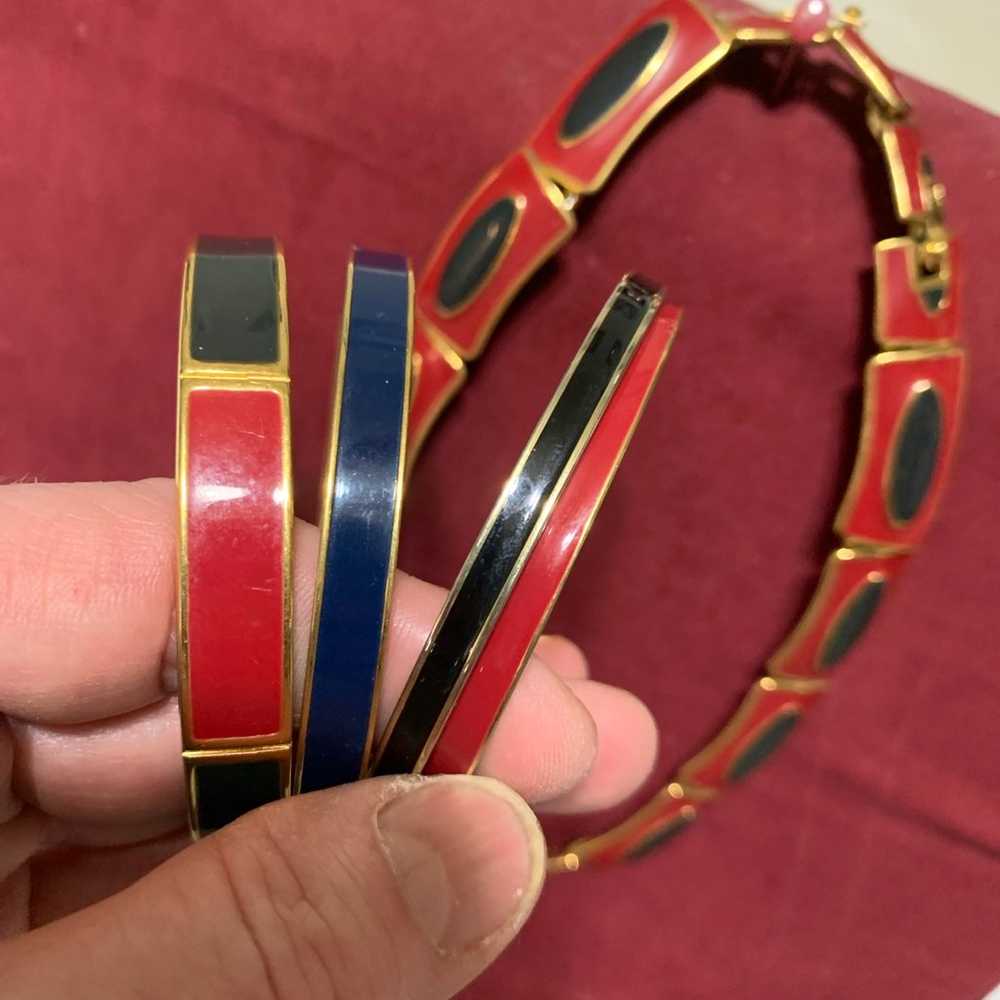 Vintage Monet Enamel Chocker & 3 bracelets EUC - image 4