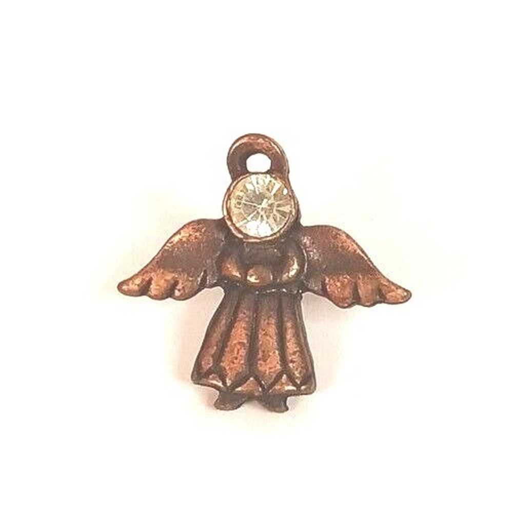 Angel With Rhinestone Lapel Pin Antique Signed JJ… - image 1