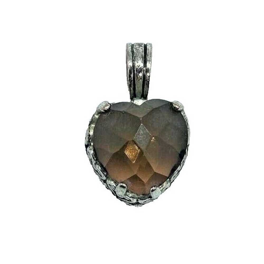 Vintage Amethyst Faceted Glass Heart Pendant 1.25… - image 1