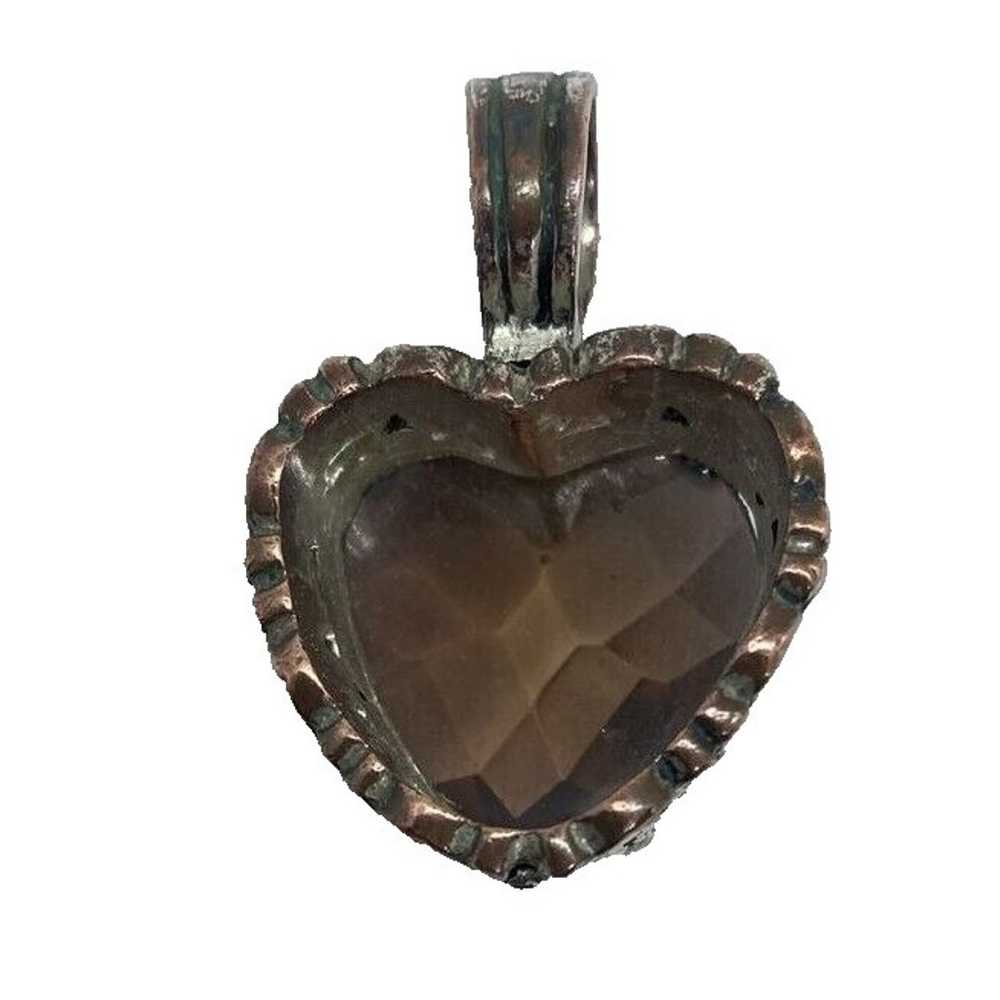 Vintage Amethyst Faceted Glass Heart Pendant 1.25… - image 6