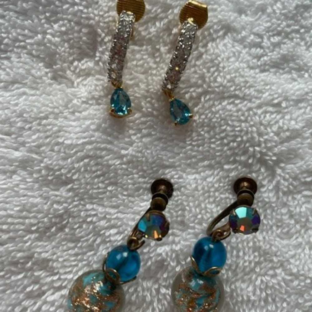 Two pair of Vintage Teal Earrings - image 1